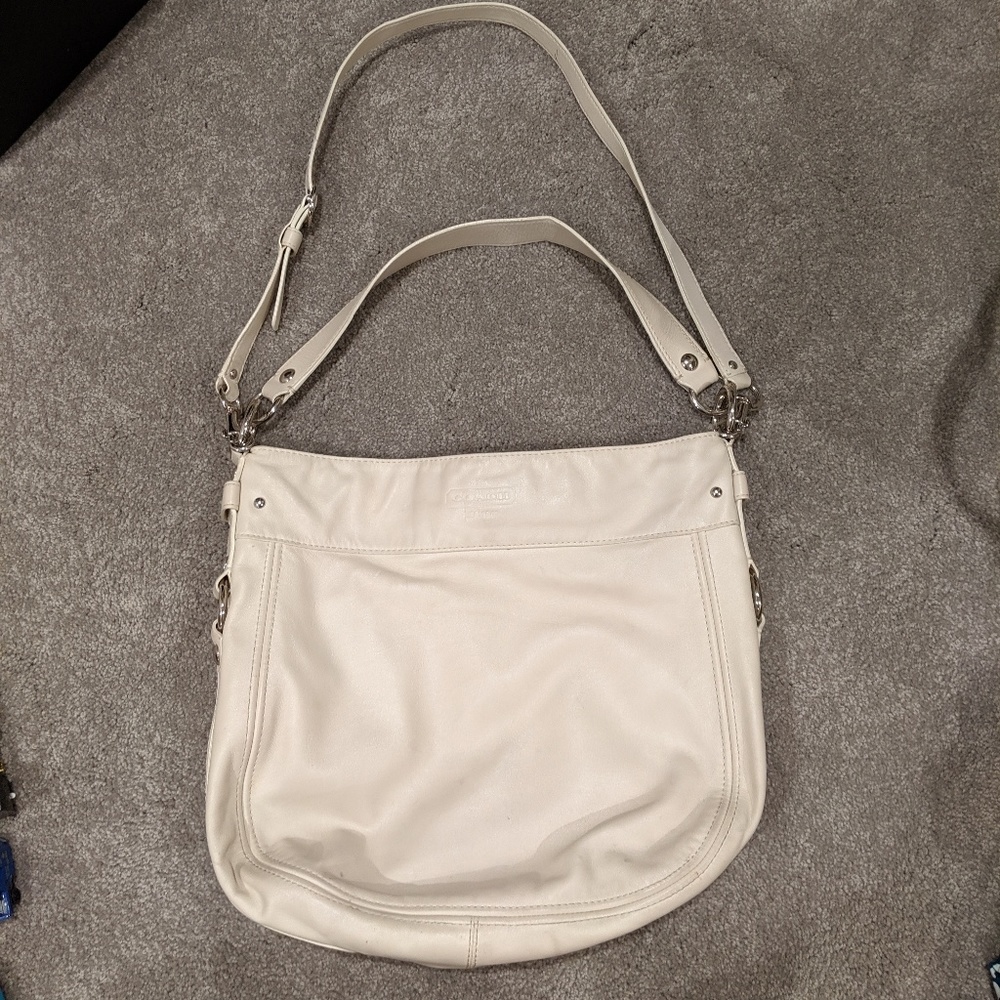 Coach white leather shoulder and crossbody bag